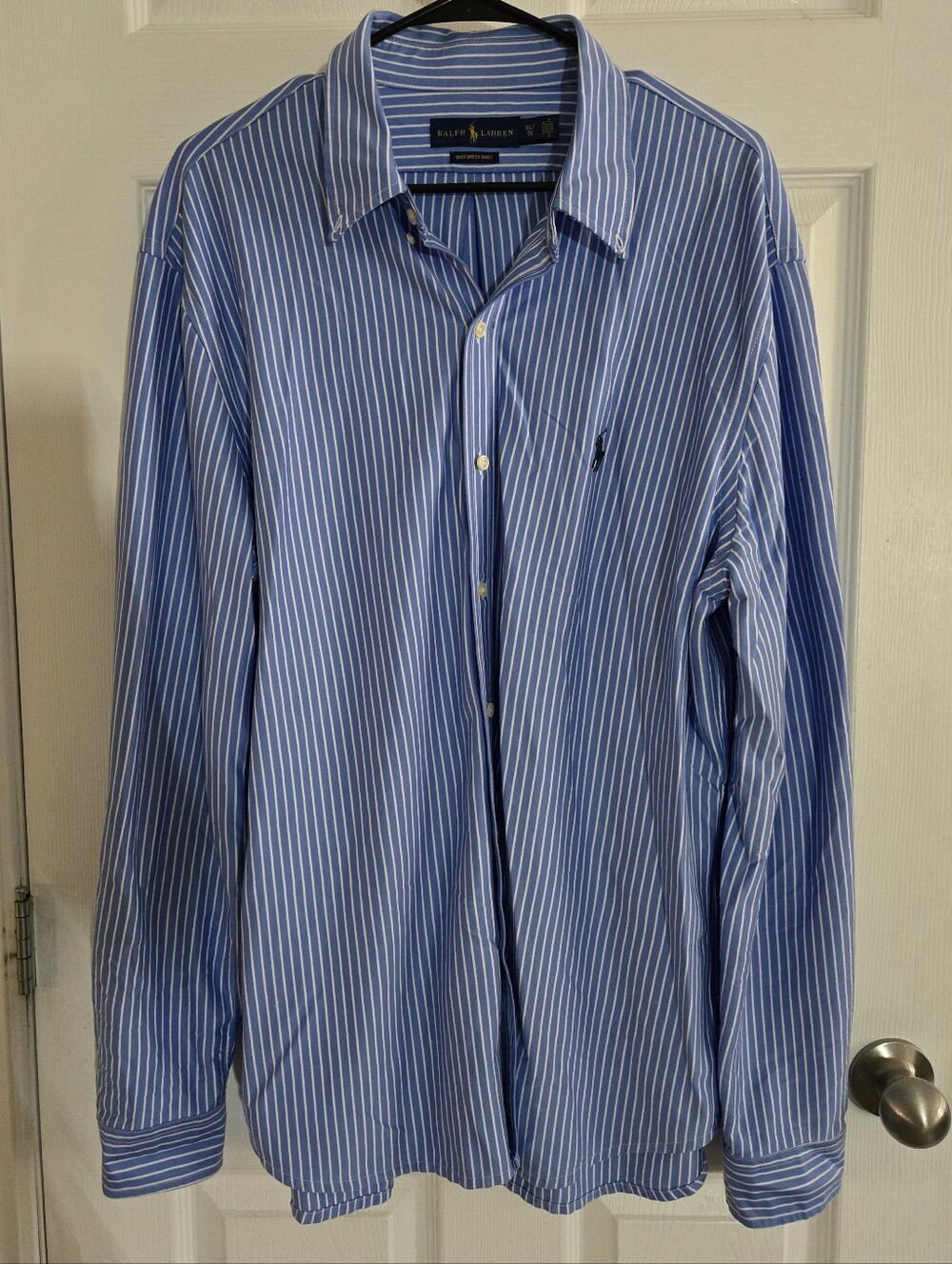 Ralph Lauren Blue and White Striped Dress Shirt